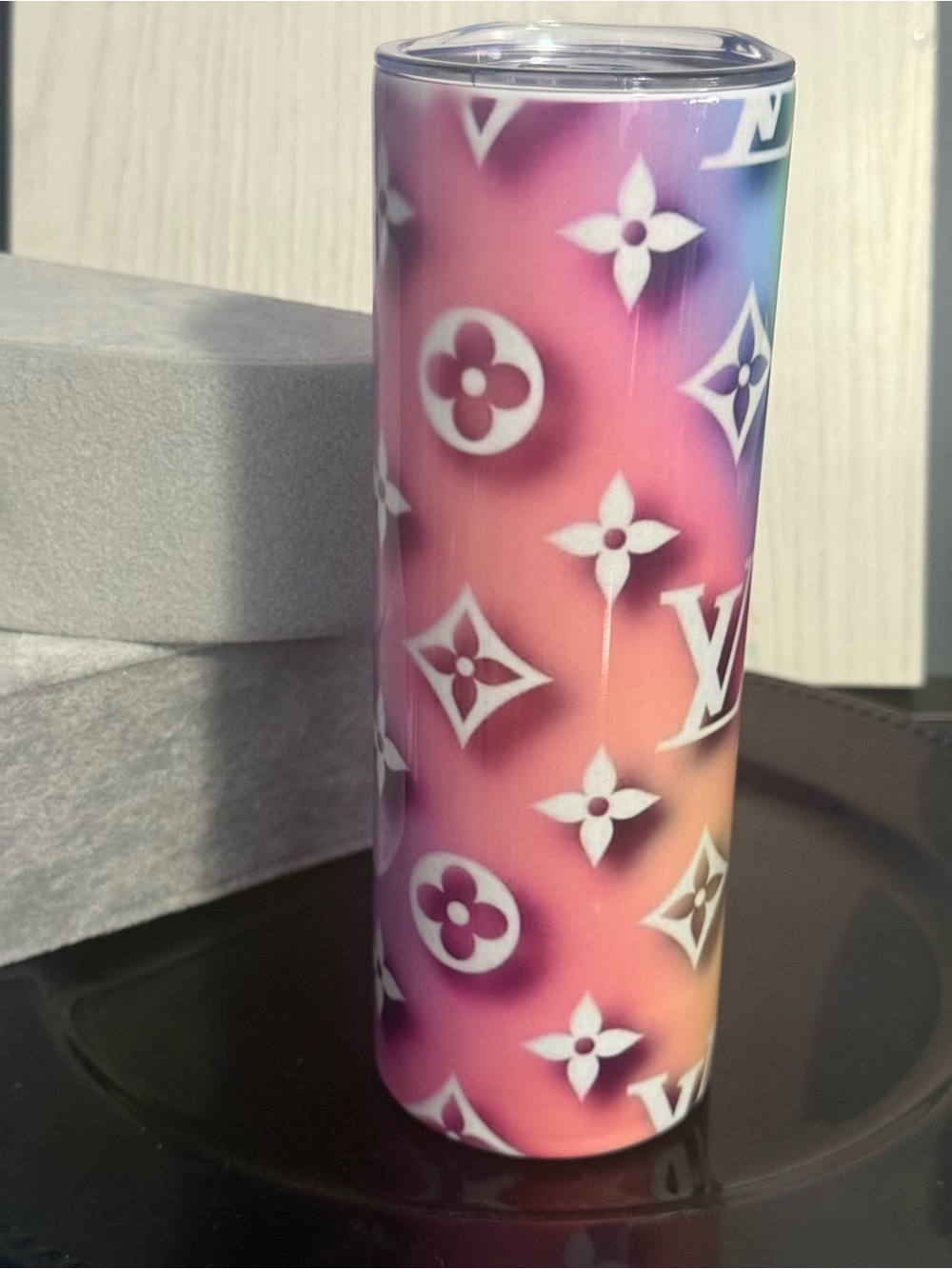Designer-Inspired Gradient Tumbler in Purple and Pink